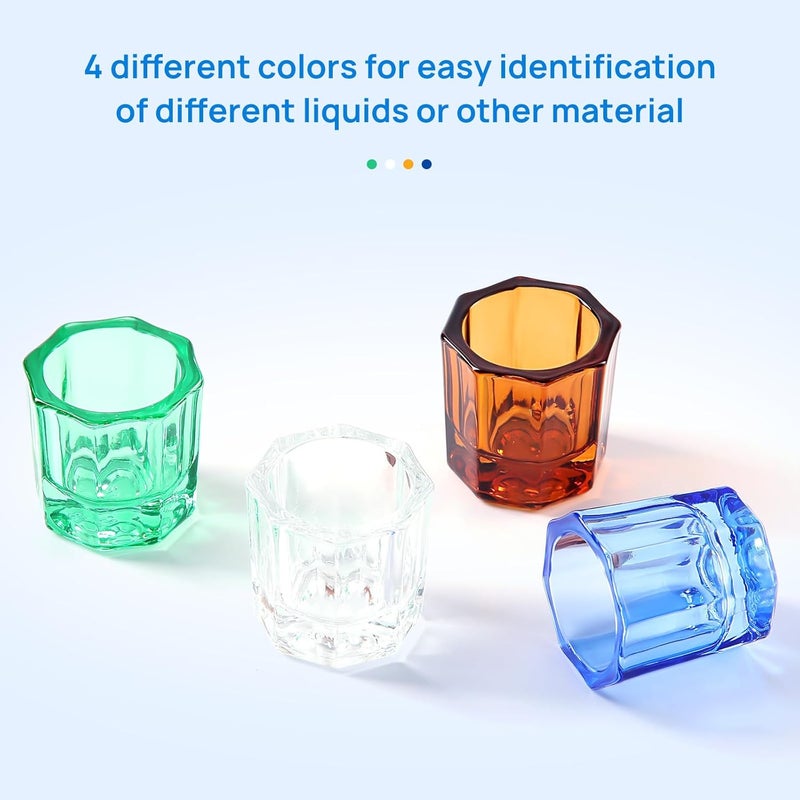 JMU 12 Pck Dental Dappen Dishes, Glass Dappen Dishes for Acrylic Nails Glass Crystal Cups Nails, 1.3" x 1.33", 4 Colors - Image 3